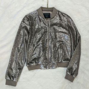 Zip up sequined jacket